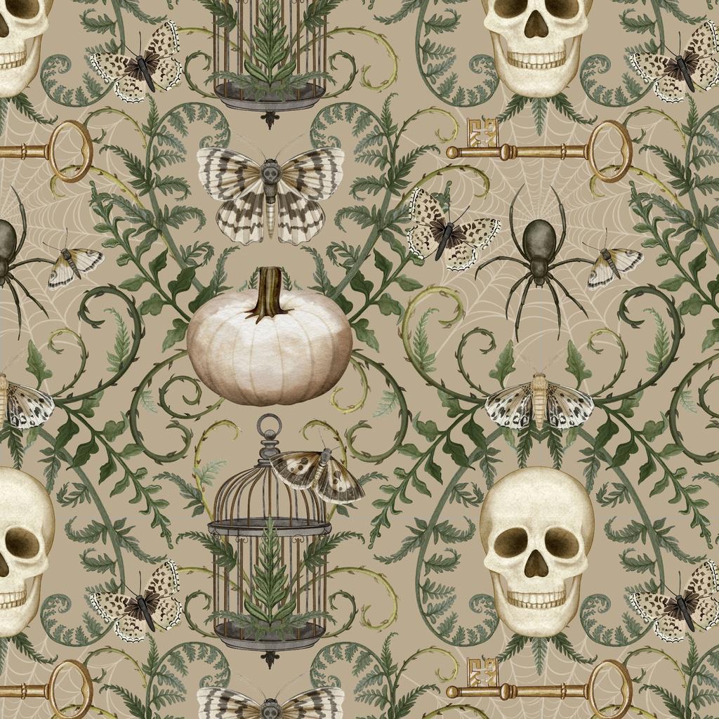 Dark Academia 20 Fat Quarters Halloween Fabric Bundle, White Owl Fabrics, Cotton Halloween Quilt Fabric, Nicole Tamarin