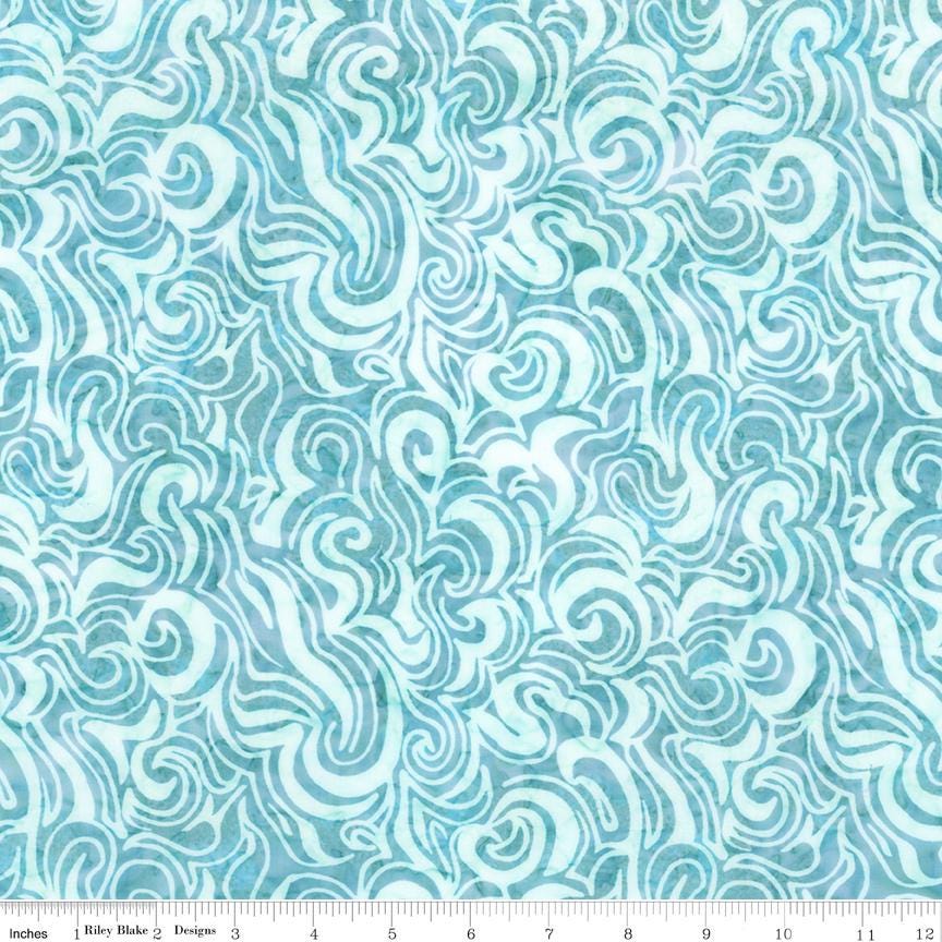 Expressions Batiks Sunken Treasure 5" Stacker, Riley Blake 5-23717-42, 5" Precut Teal Brown Yellow Coastal Batik Fabric Squares