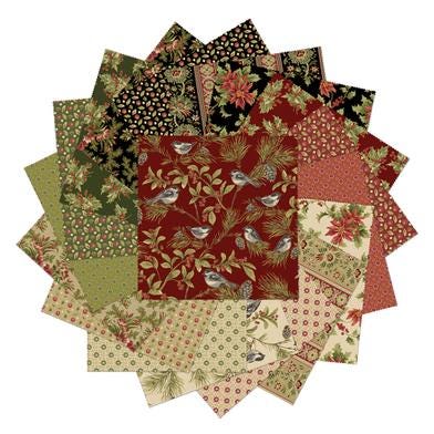 Christmas At Home 10" Squares, Benartex CAH10PK, 10" Precut Christmas Xmas Layer Cake Fabric Squares, April Cornell