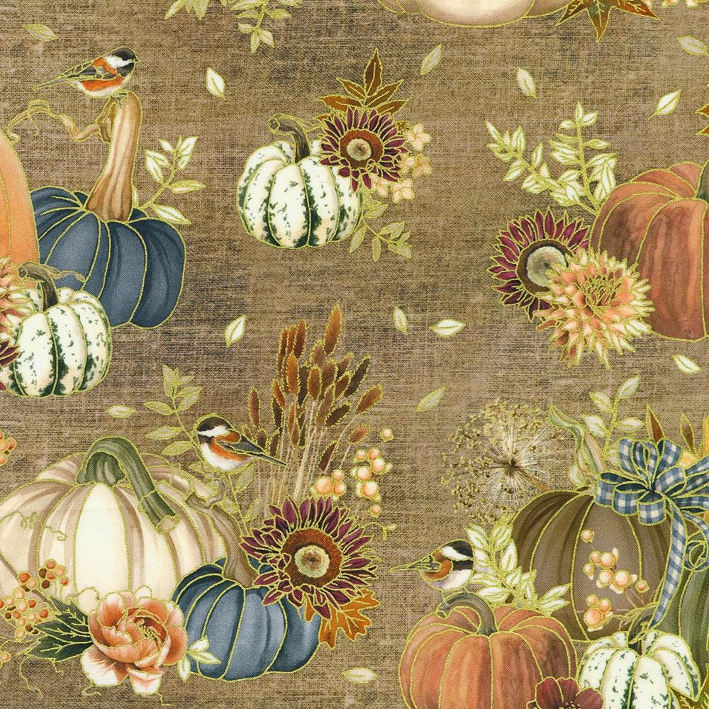 Hello Fall 5" Squares, Robert Kaufman CHS-1392-42, 5" Precut Autumn Fall Floral Fabric Squares, Autumn Floral Charm Pack Fabric