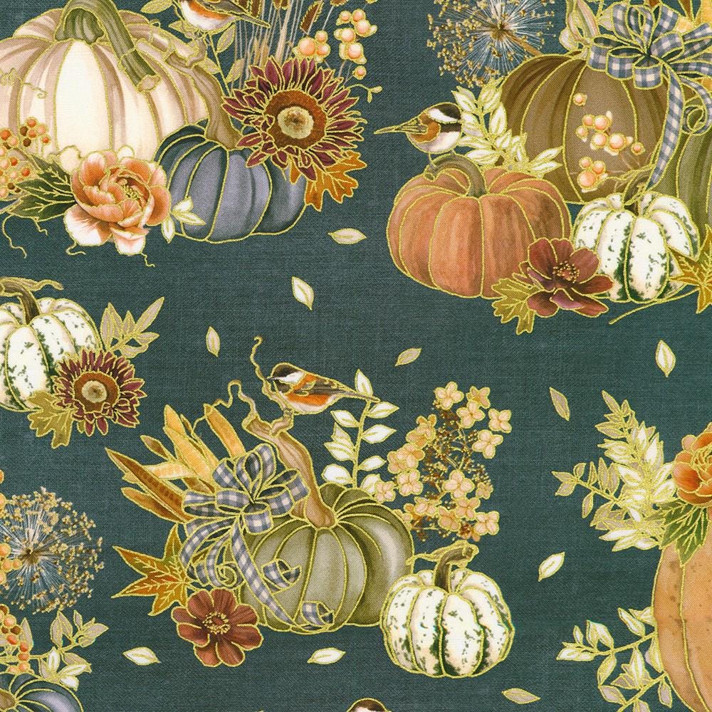 Hello Fall 5" Squares, Robert Kaufman CHS-1392-42, 5" Precut Autumn Fall Floral Fabric Squares, Autumn Floral Charm Pack Fabric