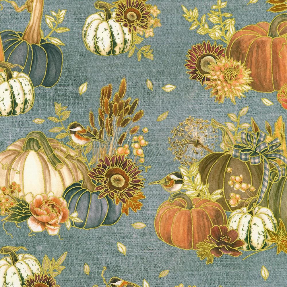 Hello Fall 5" Squares, Robert Kaufman CHS-1392-42, 5" Precut Autumn Fall Floral Fabric Squares, Autumn Floral Charm Pack Fabric