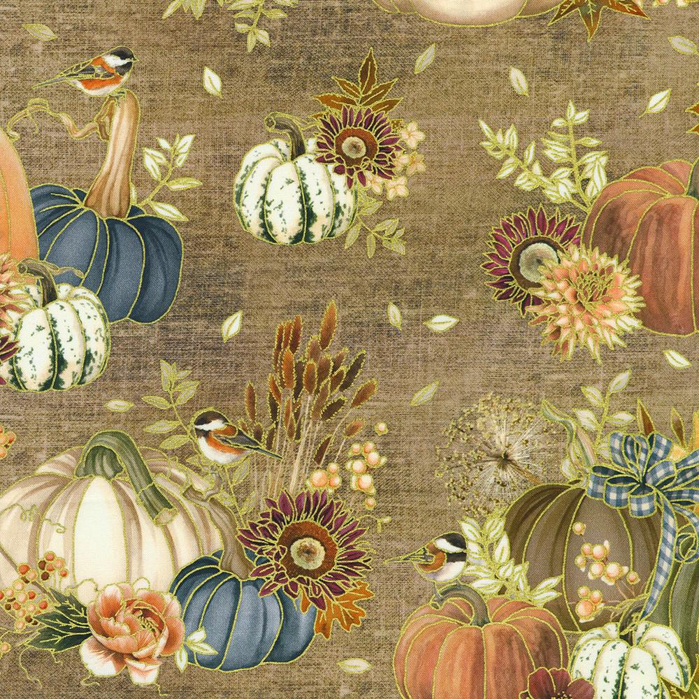 Hello Fall 2.5" Roll Up, Robert Kaufman RU-1392-40, 2.5" Precut Autumn Fall Floral Fabric Strip Roll, Autumn Floral Jelly Roll