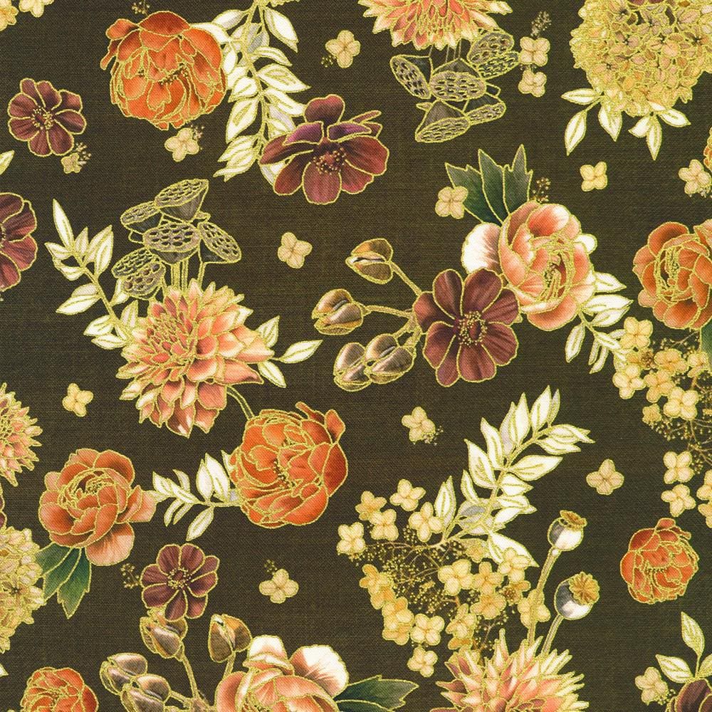 Hello Fall 2.5" Roll Up, Robert Kaufman RU-1392-40, 2.5" Precut Autumn Fall Floral Fabric Strip Roll, Autumn Floral Jelly Roll