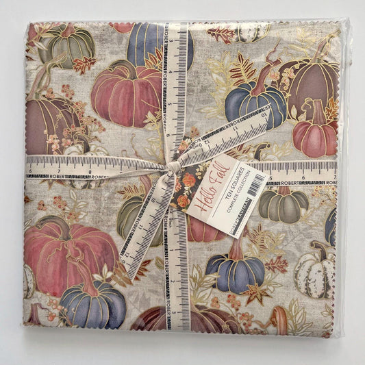 Hello Fall 10" Squares, Robert Kaufman TEN-1466-42, 10" Precut Autumn Fall Floral Fabric Squares, Autumn Floral Layer Cake