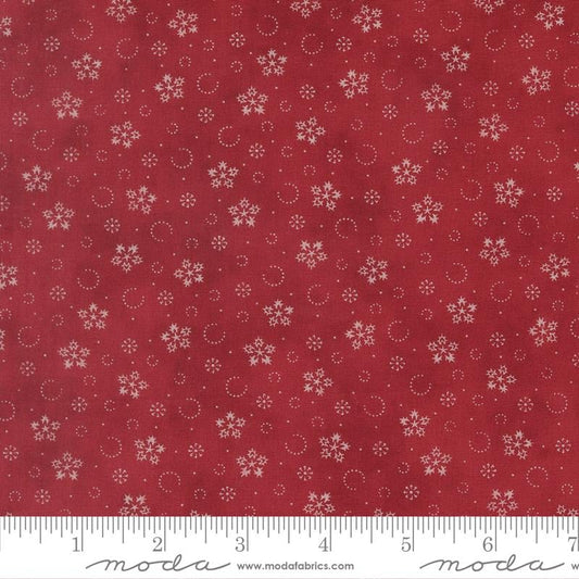 Candlelight Christmas - Snowflakes on Red Fabric, Moda 44426-13 Crimson, Red Xmas Cotton Quilt Blender Fabric, 3 Sisters, By the Yard