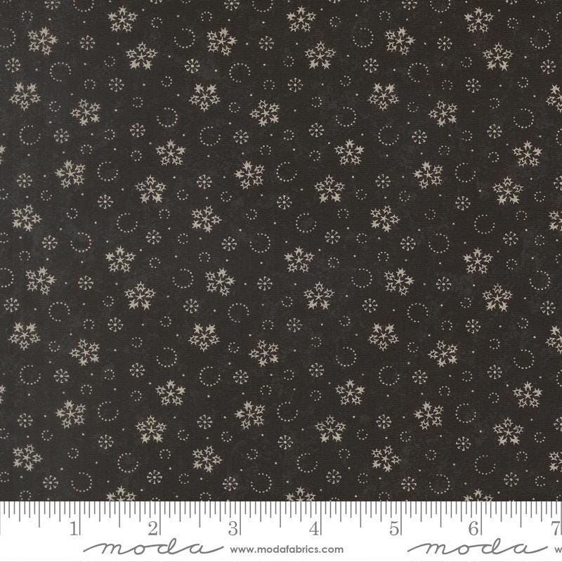 Candlelight Christmas - Snowflakes on Black Fabric, Moda 44426-16 Ebony, Black Xmas Cotton Quilt Blender Fabric, 3 Sisters, By the Yard