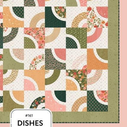Dishes Quilt Pattern, Lella Boutique LB161, Layer Cake Friendly Curved Piecing Drunkard's Path Throw Quilt Pattern