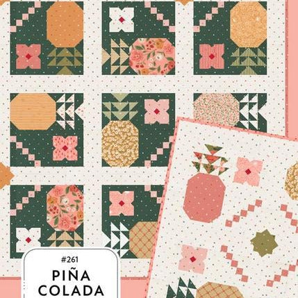 Piña Colada Quilt Pattern, Lella Boutique LB261, Fat Eighths F8 Friendly Pineapples Flowers Square Throw Quilt Pattern