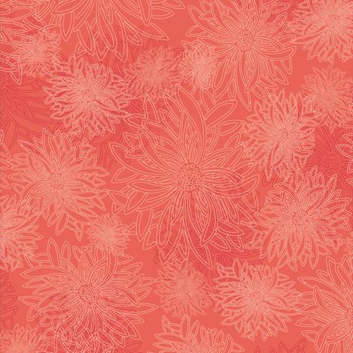 Floral Elements - Floral Coral Tonal Fabric, Art Gallery Fabrics FE534 Coral, Coral Tonal Texture Cotton Quilt Fabric, AGF