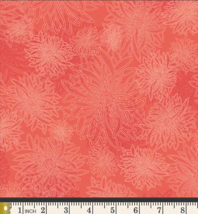 Floral Elements - Floral Coral Tonal Fabric, Art Gallery Fabrics FE534 Coral, Coral Tonal Texture Cotton Quilt Fabric, AGF