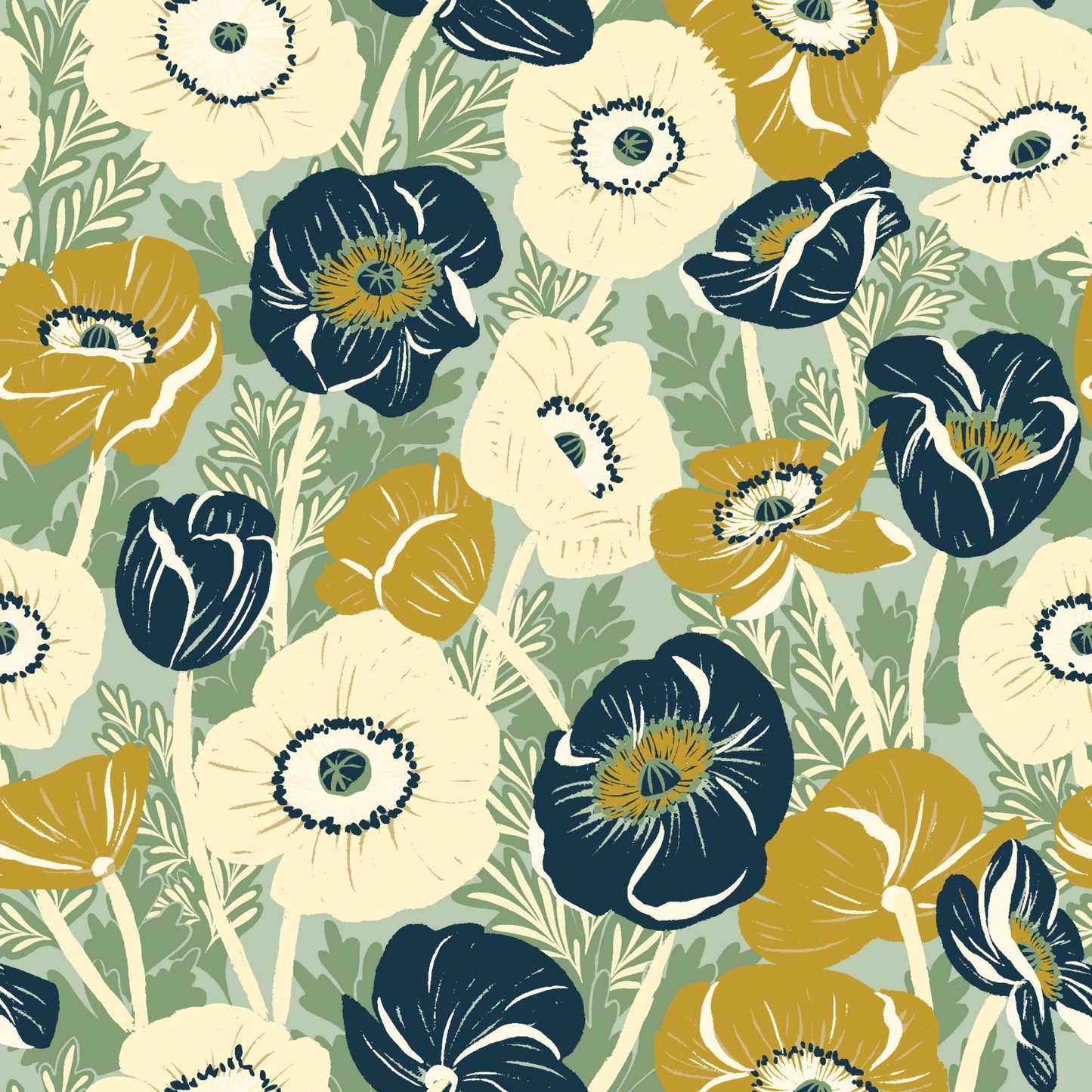 Picnic 5" Fabric Squares, Cloud9 Fabrics 600565, 5" Precut Navy Blue Teal Rust Gold Floral Gingham Quilt Fabric Squares