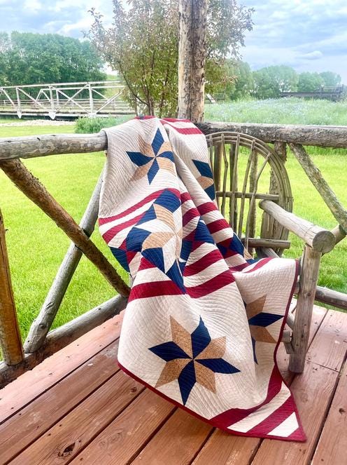 Fifty Nifty Quilt Pattern, Shadow Valley Quilts SHV005, Yardage Friendly Patriotic Star Runner Wall Baby Lap Throw Queen Bed Quilt Pattern