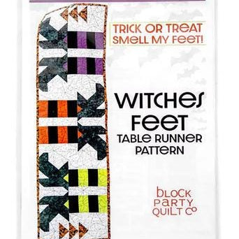 Witches Feet Table Runner Quilt Pattern, Block Party Quilt Co P275-WITCHESFEET, Halloween Table Runner Topper Quilt Pattern