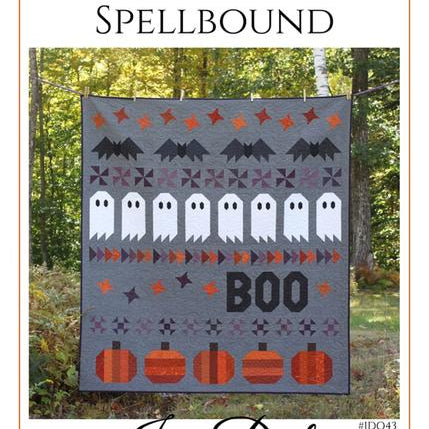 Spellbound Halloween Sampler Quilt Pattern, Jen Daly Quilts P200-SPELLBOUND, Yardage Friendly Halloween Bats Ghosts Pumpkins Quilt Pattern