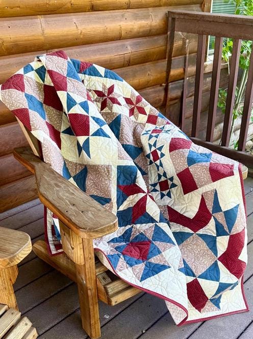 Cottage Sampler Quilt Pattern, Shadow Valley Quilts SHV012, Yardage Friendly Stars Sampler Wall Baby Throw Quilt Pattern, Lisa Lund