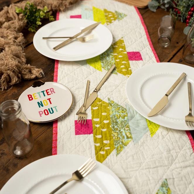 Oh Christmas Tree Table Runner Quilt Pattern, Studio M Squared SMSO001, Yardage Friendly Christmas Xmas Table Quilt Pattern