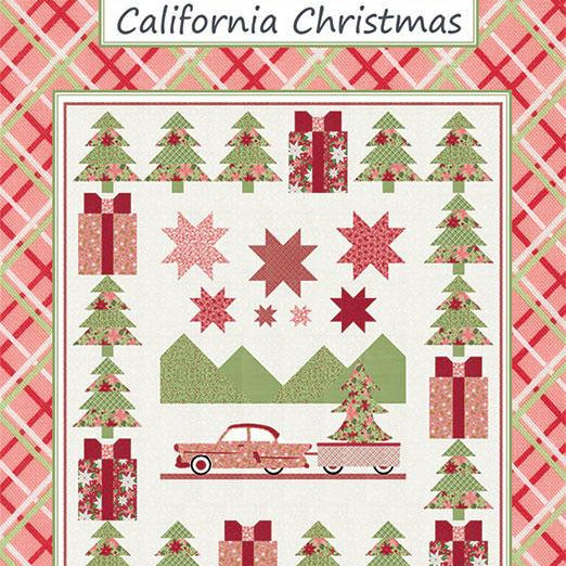 California Christmas Quilt Pattern, Coach House Designs CHD2547, Yardage Friendly Christmas Xmas Applique Car Trees Mountains Quilt Pattern