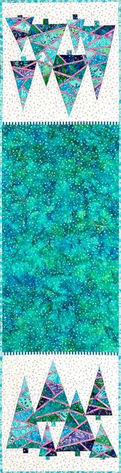 Enchanted Forest Table Runner Quilt Kit, Anthology 80000QK-X, FPP Turquoise Pink Purple Christmas Trees Table Quilt Kit, Jacqueline de Jonge