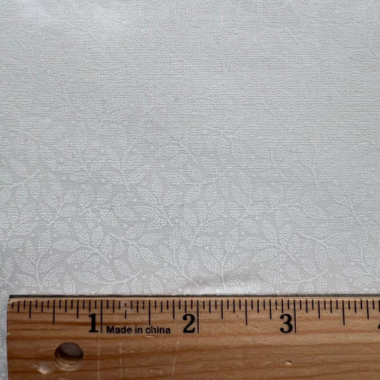 Muslin Mates - White on White Leaves Quilt Fabric, Moda 9939 11, White Leaves Vines Quilt Background Fabric, By the Yard