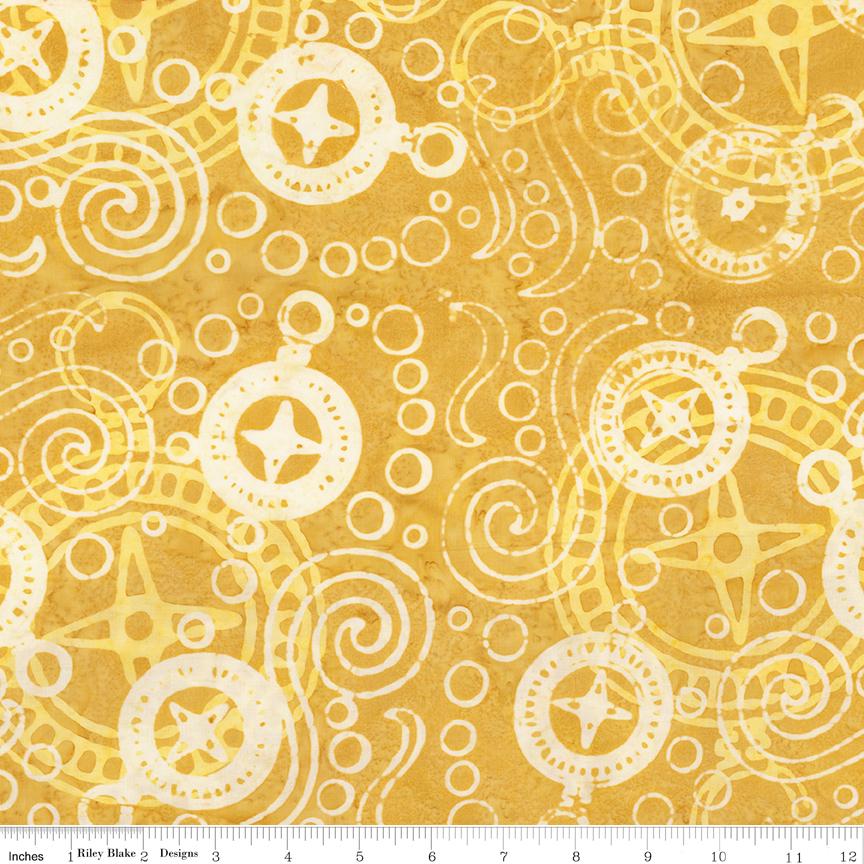 Expressions Batiks Sunken Treasure 5" Stacker, Riley Blake 5-23717-42, 5" Precut Teal Brown Yellow Coastal Batik Fabric Squares