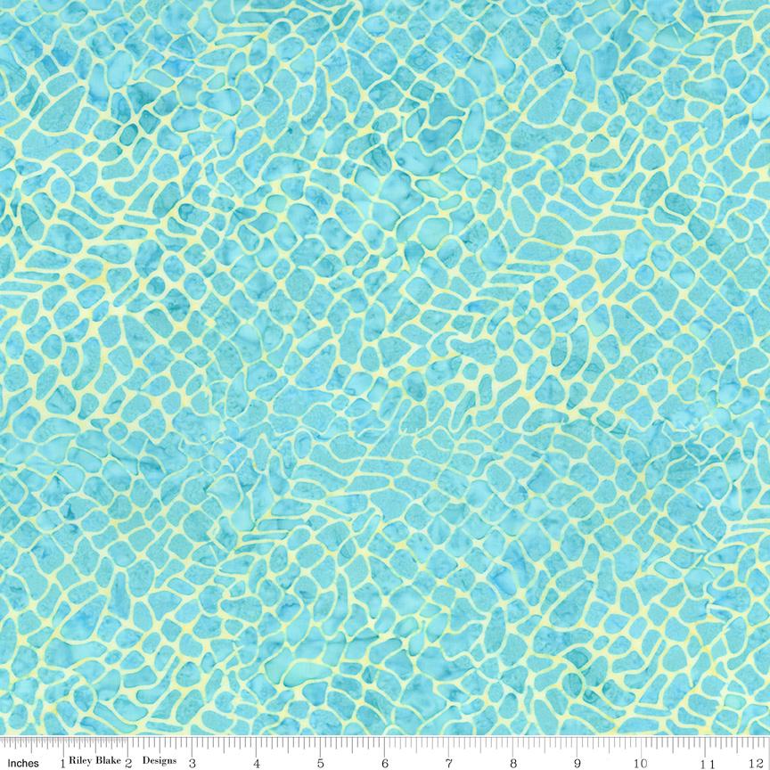 Expressions Batiks Sunken Treasure 5" Stacker, Riley Blake 5-23717-42, 5" Precut Teal Brown Yellow Coastal Batik Fabric Squares
