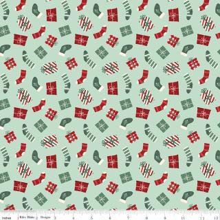 Evergreen Wishes 5" Stacker, Riley Blake 5-17810-42, 5" Precut Mint Green Red Black Cream Christmas Fabric Squares, Traci Reed, Riley Blake