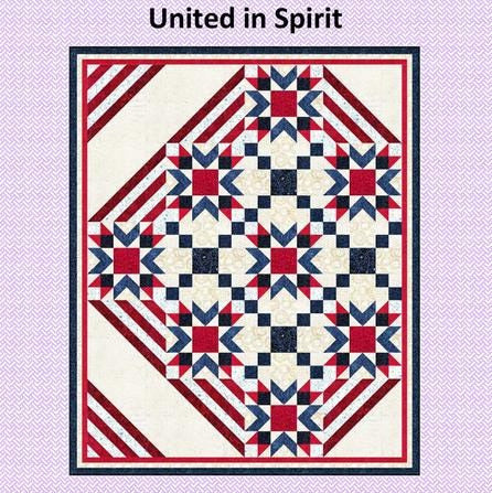 United in Spirit Quilt Pattern, Tourmaline and Thyme TTQ588, Yardage Friendly Stars Stripes Chains Quilt Pattern, Laureen Smith