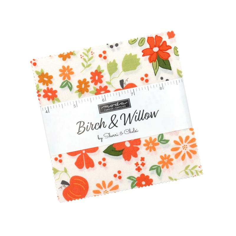 Birch and Willow 5" Charm Pack, Moda 37720PP, 5" Precut Autumn Fall Floral Quilt Fabric Squares, Sherri and Chelsi