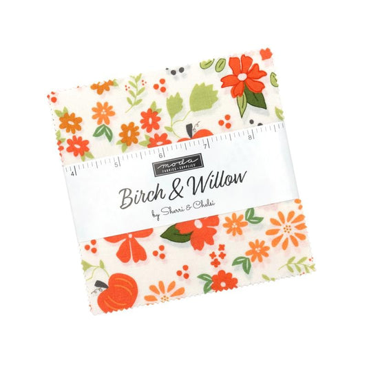 Birch and Willow 5" Charm Pack, Moda 37720PP, 5" Precut Autumn Fall Floral Quilt Fabric Squares, Sherri and Chelsi