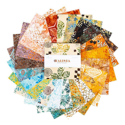 Expressions Batik Kalinda 5" Stacker, Riley Blake 5-23487-42, 10" Precut Tropical Floral Batik Fabric Squares