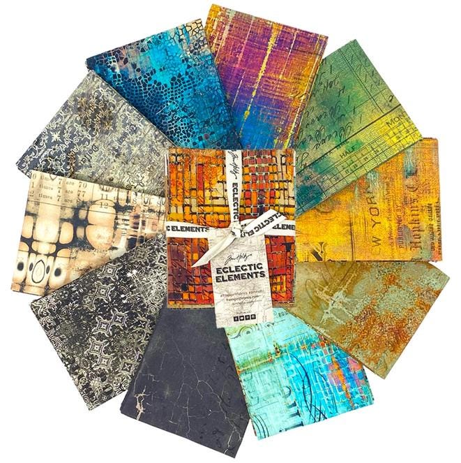 Abandoned 10 Fat Quarter Bundle, Free Spirit FB4FQTH-ABANDONED, Modern Urban Edgy Fat Quarters, Tim Holtz Eclectic Elements