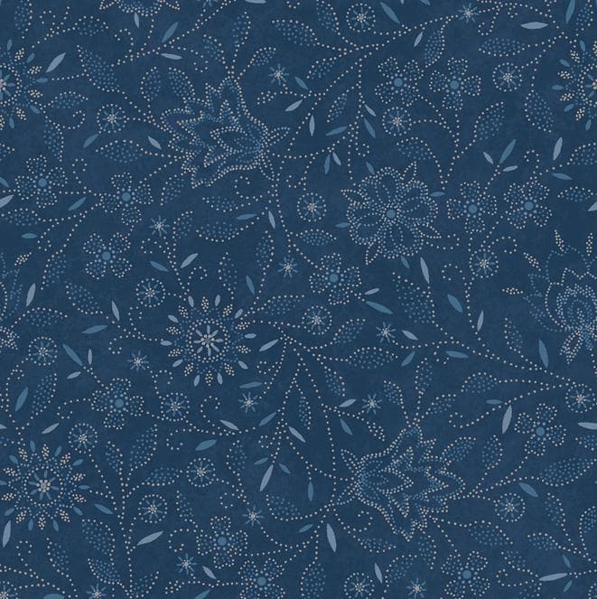 Patchwork Blue 5" Charm Pack, Maywood Studio CP-MASPABL, 5" Precut Ecru Tan Blue Floral Geometric Charm Pack Fabric Squares