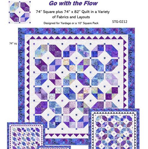 Go With the Flow Quilt Pattern, The Sweet Tea Girls STG0212, Layer Cake Yardage Friendly Lap Throw Quilt Pattern