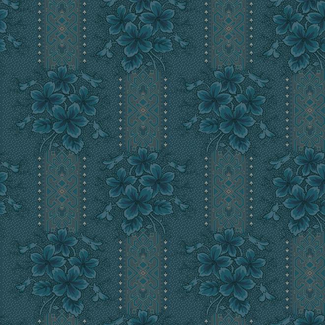 Midnight Bloom5" Charm Pack, Maywood Studio CP-MASMIDB, 5" Precut Ecru Navy Blue Teal Gray Floral Geometric Charm Pack Fabric Squares