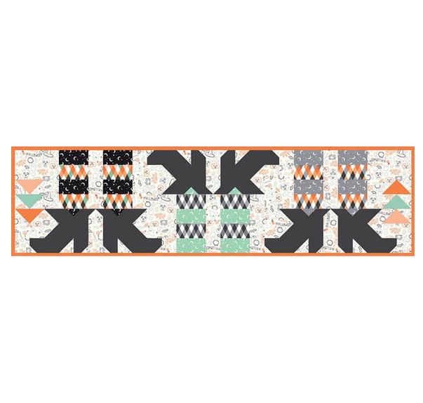 Witches Feet Table Runner Quilt Pattern, Block Party Quilt Co P275-WITCHESFEET, Halloween Table Runner Topper Quilt Pattern