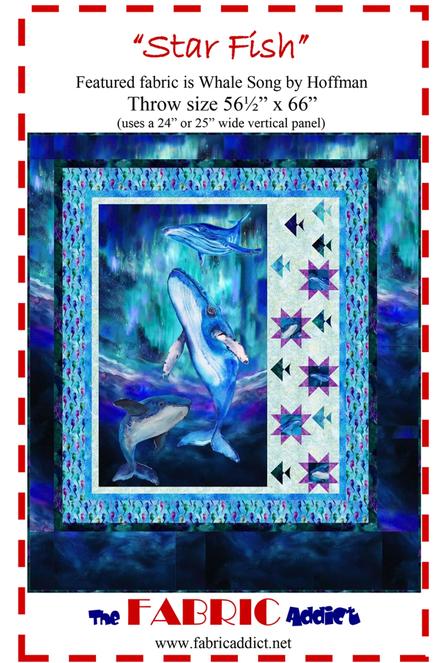 Star Fish Panel Frame Quilt PATTERN, The Fabric Addict FASF26, Yardage Panel Friendly Stars Fish Panel Frame Throw Quilt Pattern, Bialik
