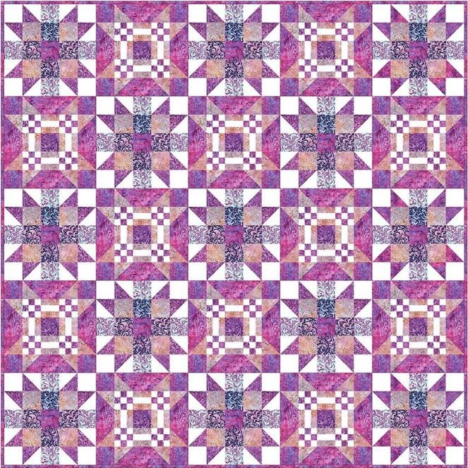 Shining Bright Quilt Pattern, Glenda Wilder Designs P248-SHININGBRIGHT, Yardage Scrap Friendly Square Throw Bed Quilt Pattern