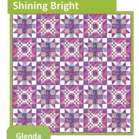 Shining Bright Quilt Pattern, Glenda Wilder Designs P248-SHININGBRIGHT, Yardage Scrap Friendly Square Throw Bed Quilt Pattern