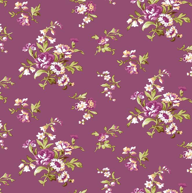 Veranda 10" Squares, Maywood Studio SQ-MASVERA, 10" Precut Purple Green Yellow Pink White Floral Charm Pack Fabric Squares