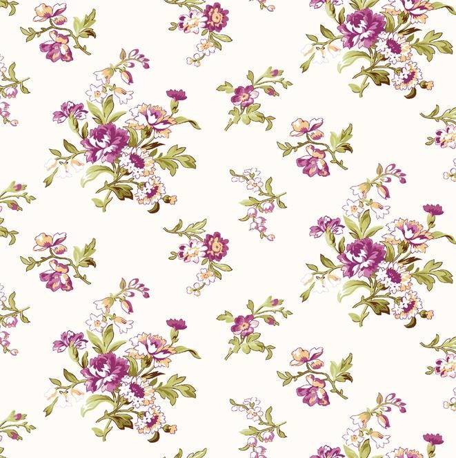 Lilac Lane 19 Piece Fat Quarter Bundle, FQ-MASVERA, 18 x 22 Fabric Cuts, Purple Green Yellow Pink Floral Fabric Bundle, Maywood Studio