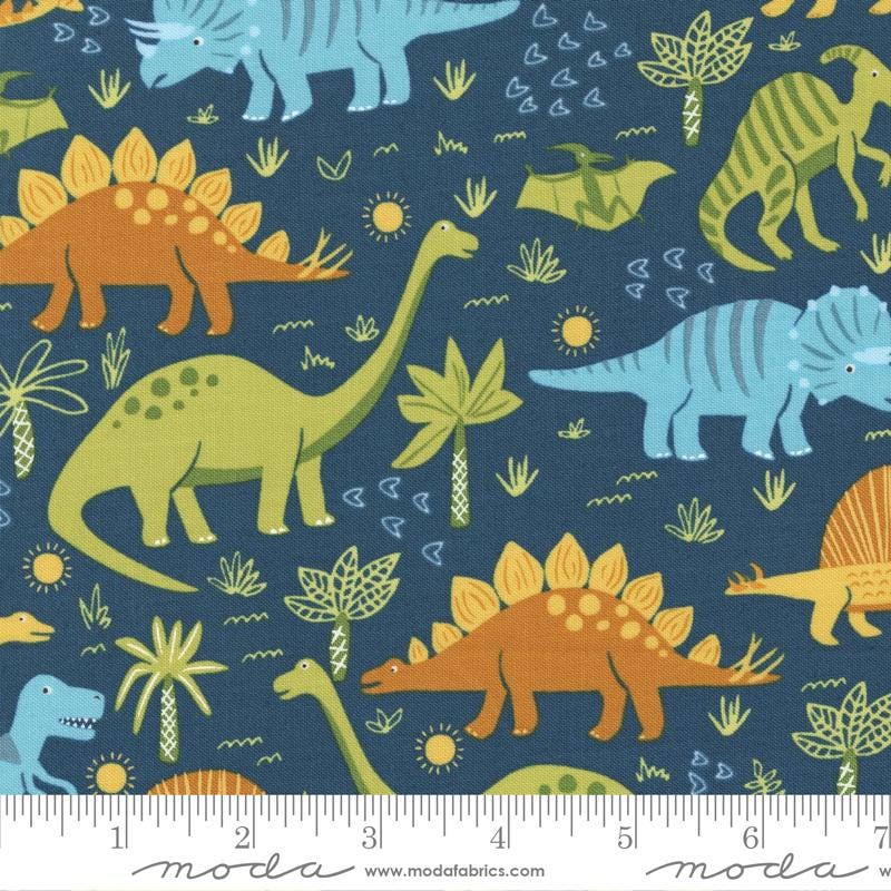 RARE Stomp Stomp Roar 5" Charm Pack OOP, Moda 20820PP, 5" Precut Dinosaur Baby Kids Toddler Quilt Fabric Squares, Stacy Iest Hsu