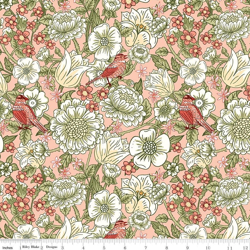 Tangled Garden 2.5" Rolie Polie, Riley Blake RP-18020-20, Precut 2.5" Floral Fabric Strips in Pink Red Green Black, Diane Labombarbe