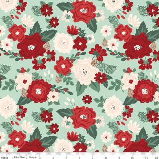 Evergreen Wishes 5" Stacker, Riley Blake 5-17810-42, 5" Precut Mint Green Red Black Cream Christmas Fabric Squares, Traci Reed, Riley Blake