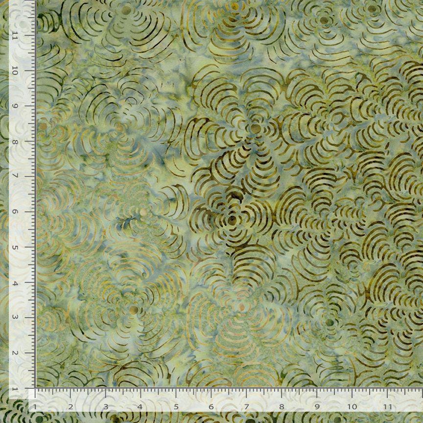 Tonga Radiant Meadow - Light Sage Green Batik Fabric, Timeless Treasures B2047-Leaf Sound Waves, By the Yard
