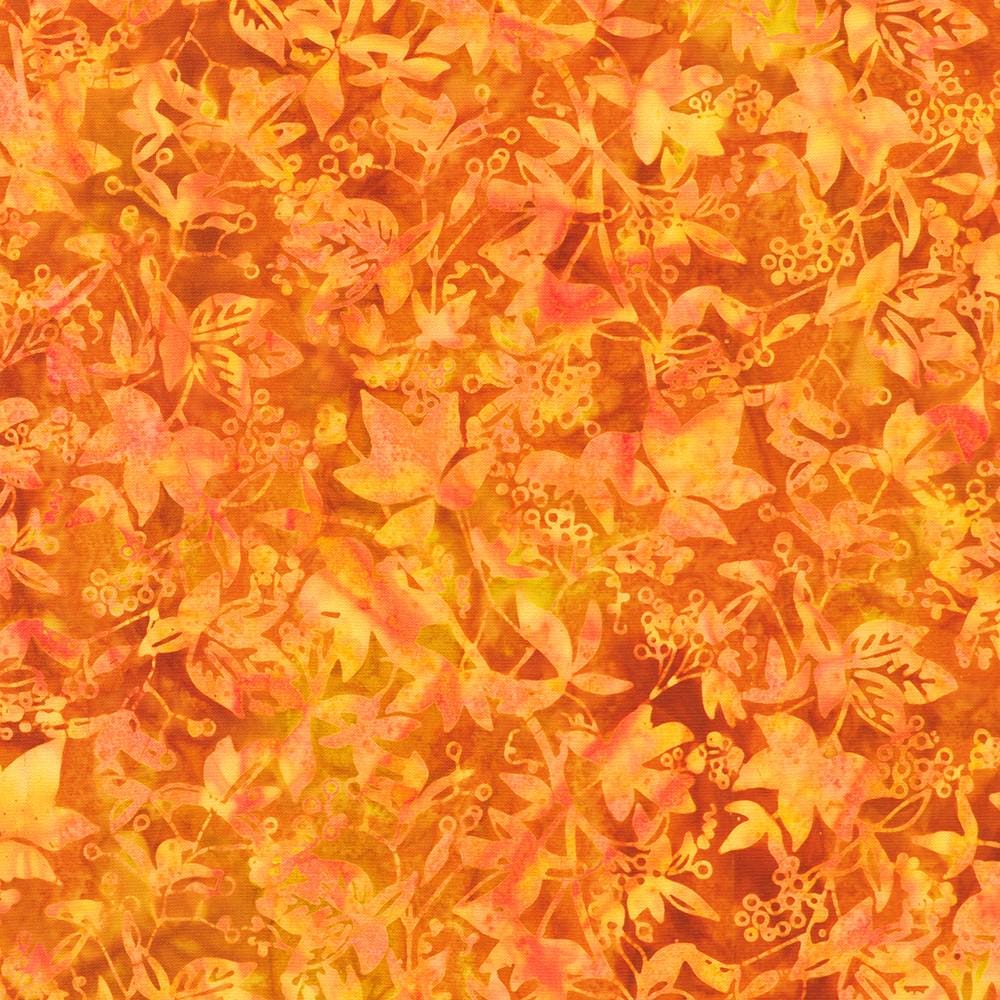 Artisan Batiks Aspen - Brown Peach Red Autumn Fall Leaves Batik Fabric, Robert Kaufman SRK-23939-332 Persimmon, By the Yard
