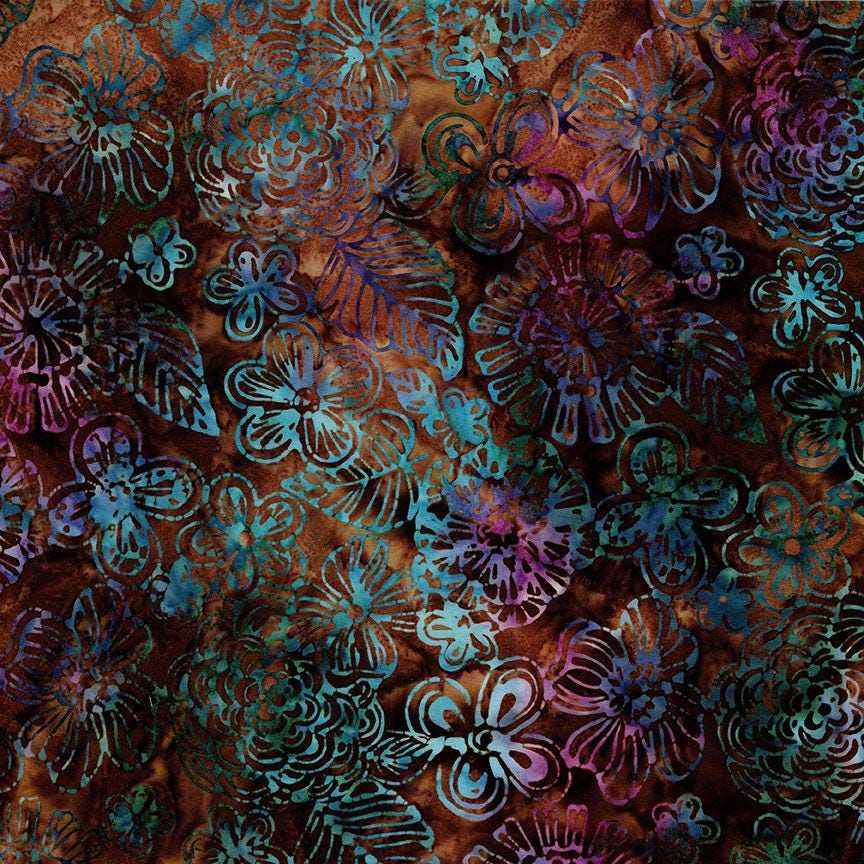 Tonga Cabo Batik 5" Squares, Timeless Treasures Treat-Mini42 Cabo, 5" Precut Turquoise Blue Brown Beige Coastal Batik Charm Pack Squares