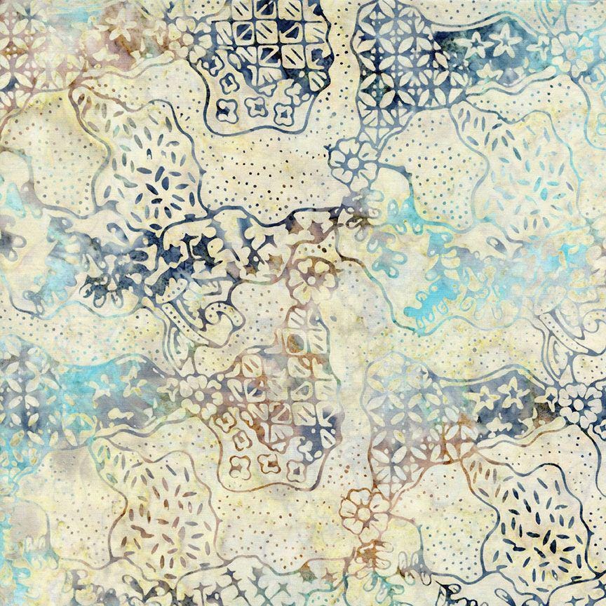 Tonga Cabo Batik 5" Squares, Timeless Treasures Treat-Mini42 Cabo, 5" Precut Turquoise Blue Brown Beige Coastal Batik Charm Pack Squares