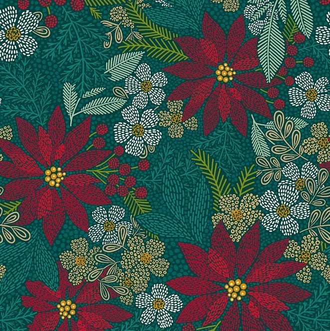 Holiday Stitches 5" Charm Pack, Maywood Studio CP-MASHOST, 5" Precut Teal Green Red Christmas Xmas Charm Pack Fabric Squares