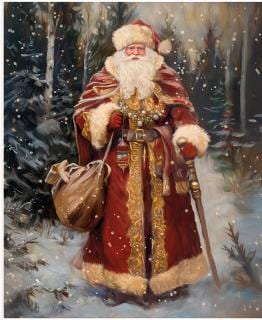 Picture a Christmas II- Victorian Santa 35.5" Fabric Panel, Riley Blake PD17982-Panel, Digitally Printed Christmas Santa Fabric Panel